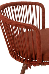Stoel Toa Metaal/Koord Rood - Terrasstoel - J-Line - livinglovely.nl
