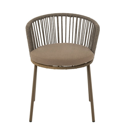 Stoel Toa Metaal/Touw Bruin - Terrasstoel - J-Line - livinglovely.nl