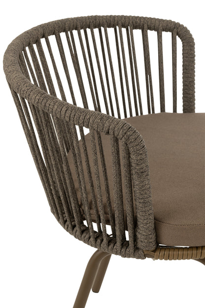 Stoel Toa Metaal/Touw Bruin - Terrasstoel - J-Line - livinglovely.nl