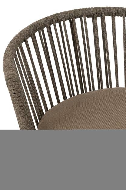 Stoel Toa Metaal/Touw Bruin - Terrasstoel - J-Line - livinglovely.nl