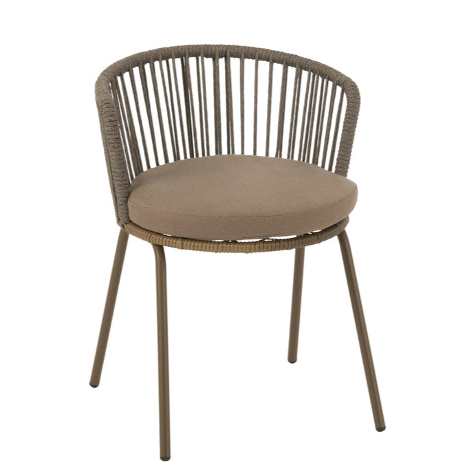 Stoel Toa Metaal/Touw Bruin - Terrasstoel - J-Line - livinglovely.nl