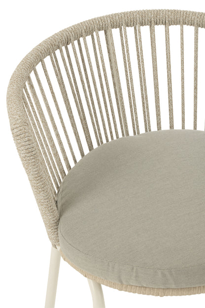 Stoel Toa Metaal/Touw Grijs - Terrasstoel - J-Line - livinglovely.nl