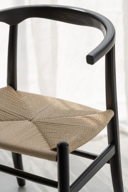 Stoel Toon Beukenhout/Touw Zwart - Eetkamerstoel - J-Line - livinglovely.nl