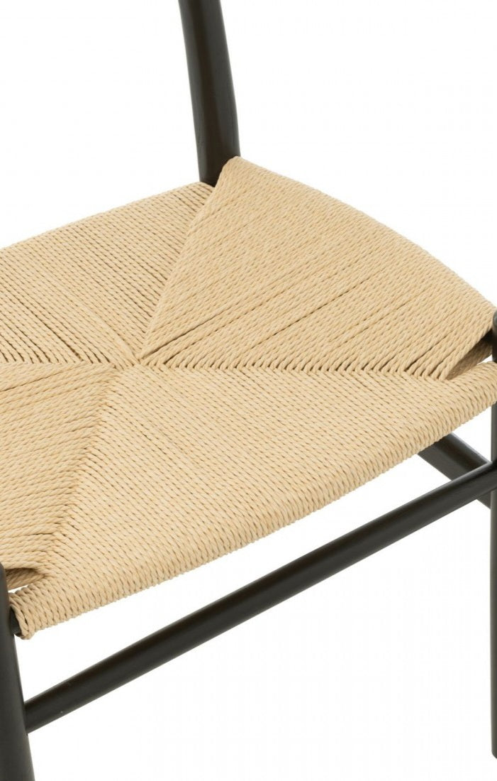 Stoel Toon Beukenhout/Touw Zwart - Eetkamerstoel - J-Line - livinglovely.nl