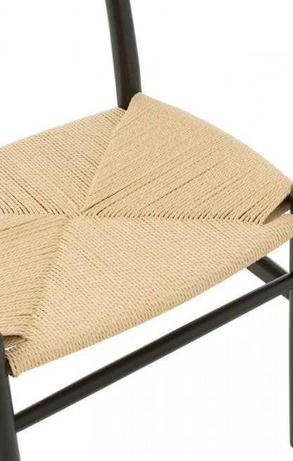 Stoel Toon Beukenhout/Touw Zwart - Eetkamerstoel - J-Line - livinglovely.nl