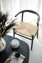 Stoel Toon Beukenhout/Touw Zwart - Eetkamerstoel - J-Line - livinglovely.nl