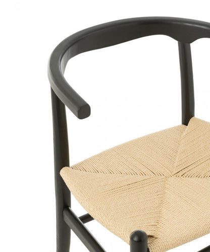 Stoel Toon Beukenhout/Touw Zwart - Eetkamerstoel - J-Line - livinglovely.nl