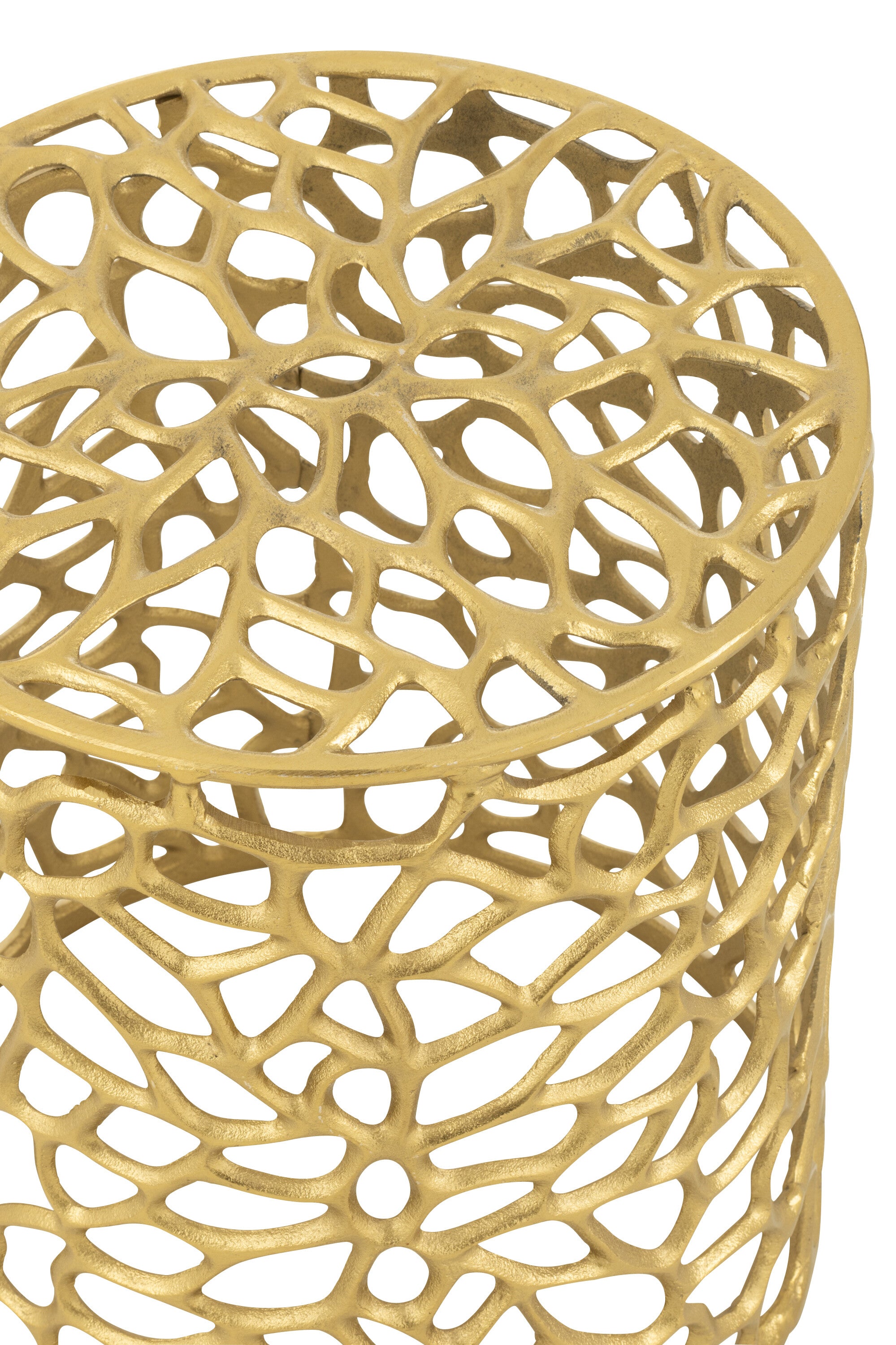 Stool Cylinder Aluminium Gold Colored - - J-Line - livinglovely.nl