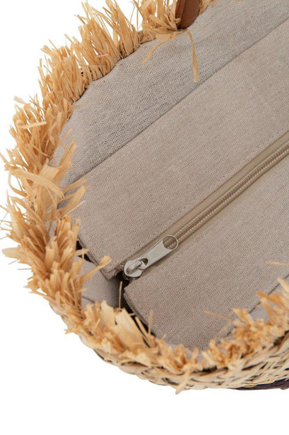 Strandtas Blad Jute Naturel/Wit - Tas - J-Line - livinglovely.nl