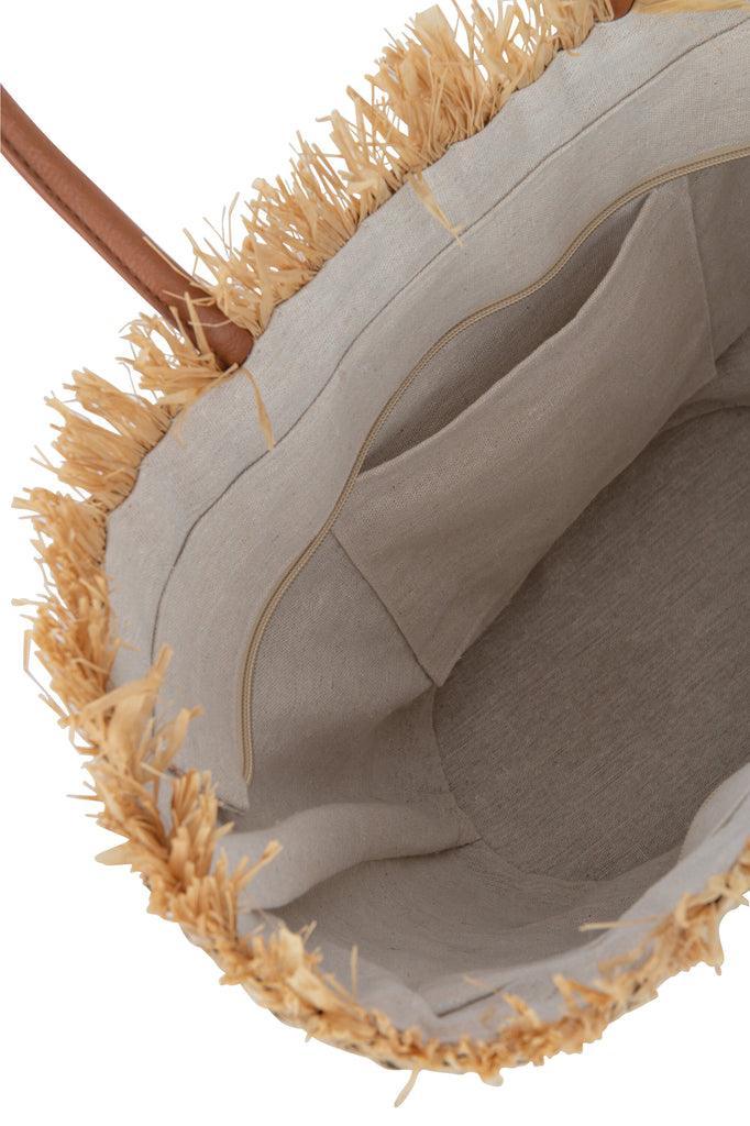 Strandtas Blad Jute Naturel/Wit - Tas - J-Line - livinglovely.nl