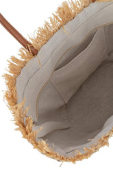 Strandtas Blad Jute Naturel/Wit - Tas - J-Line - livinglovely.nl