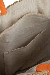 Strandtas Rond Bloem Zeegras Nat/Oranje - Tas - J-Line - livinglovely.nl