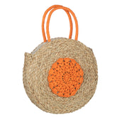 Strandtas Rond Bloem Zeegras Nat/Oranje - Tas - J-Line - livinglovely.nl