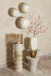 Sufyan Cream Enamel Round Iron Wall Ball Set van 3 PTMD - Wanddecoratie - PTMD - livinglovely.nl
