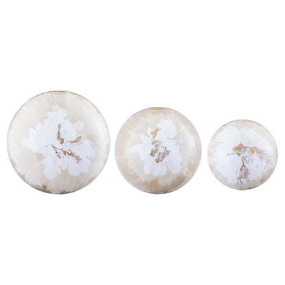Sufyan Cream Enamel Round Iron Wall Ball Set van 3 PTMD - Wanddecoratie - PTMD - livinglovely.nl