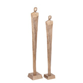 Symon BrownGold beelden van PTMD in Small en Large samen, duo van goudbruin aluminium op witte achtergrond