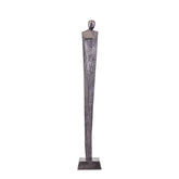 Symon Beeld Aluminium Gunmetal Large van PTMD, slank abstract figuur van gunmetal aluminium op vierkante voet
