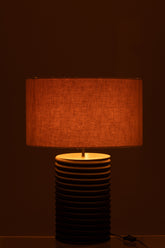 Table Lamp Threaded Wide Ailanthus Wood Black/Grey - - J-Line - livinglovely.nl