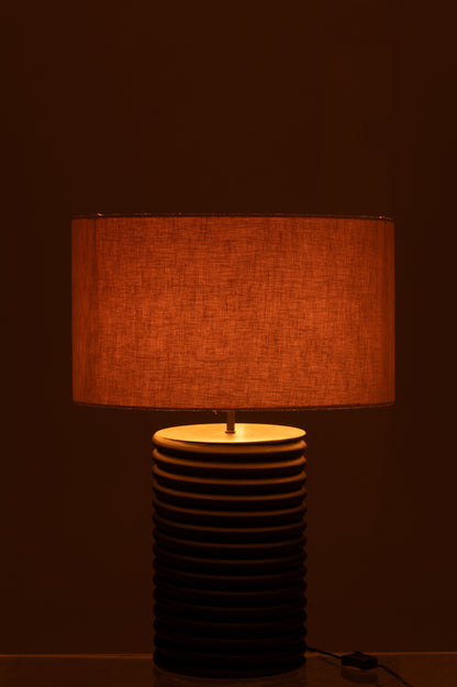 Table Lamp Threaded Wide Ailanthus Wood Black/Grey - - J-Line - livinglovely.nl