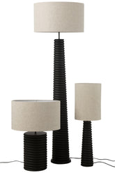 Table Lamp Threaded Wide Ailanthus Wood Black/Grey - - J-Line - livinglovely.nl