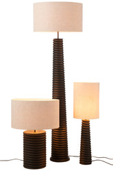 Table Lamp Threaded Wide Ailanthus Wood Black/Grey - - J-Line - livinglovely.nl