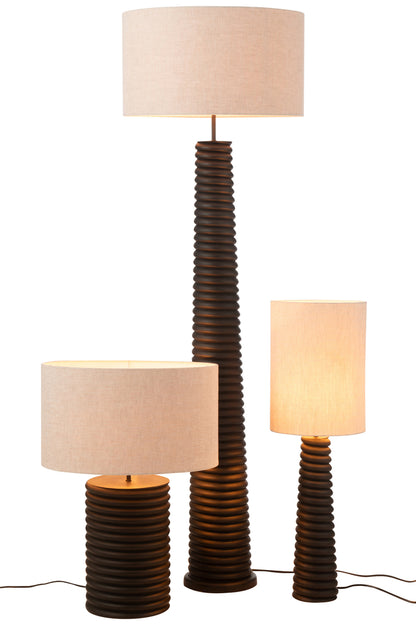 Table Lamp Threaded Wide Ailanthus Wood Black/Grey - - J-Line - livinglovely.nl
