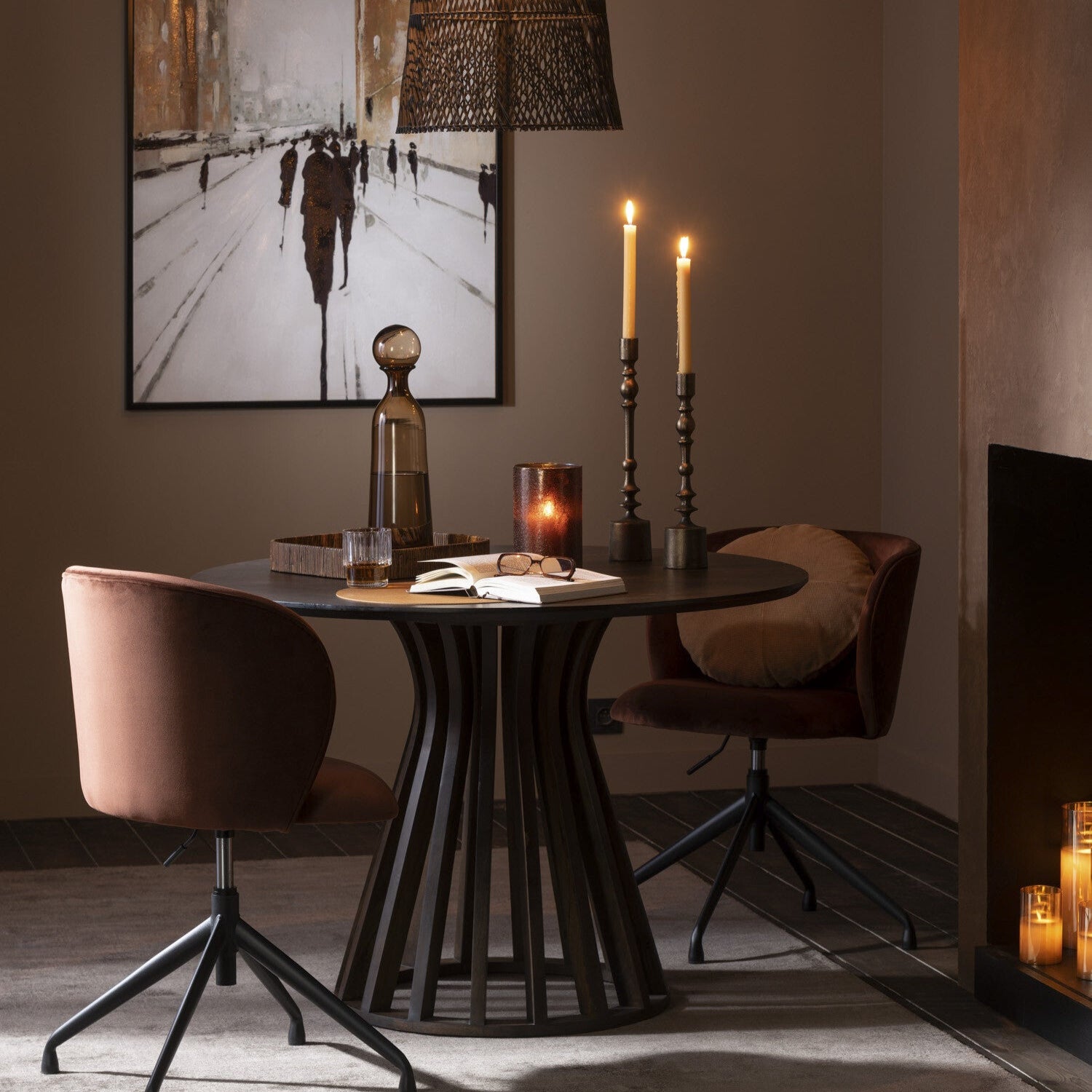 Tafel Connie Mango Hout Donker Bruin Dia 110cmxh76cm J-Line - Eetkamertafel - J-Line - livinglovely.nl