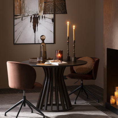 Tafel Connie Mango Hout Donker Bruin Dia 110cmxh76cm J-Line - Eetkamertafel - J-Line - livinglovely.nl