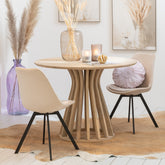 Tafel Eli Mango Hout Naturel Dia 110cmx82,5cm J-Line - Eetkamertafel - J-Line - livinglovely.nl