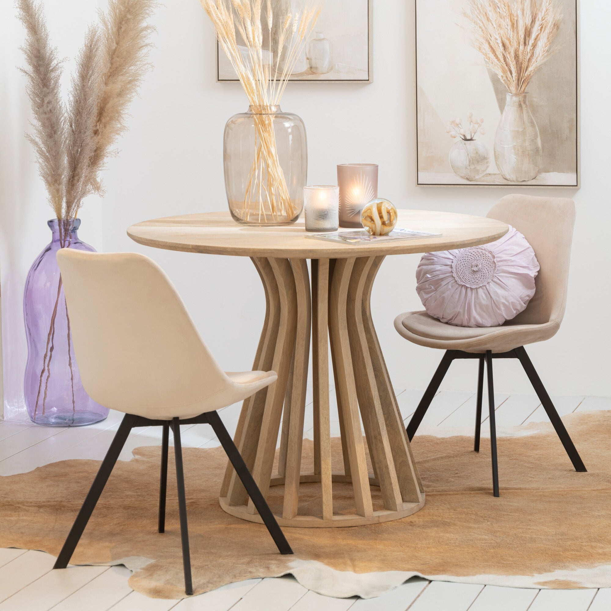 Tafel Eli Mango Hout Naturel Dia 110cmx82,5cm J-Line - Eetkamertafel - J-Line - livinglovely.nl