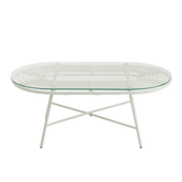 Tafel Laag Ovaal Buiten Metaal/Glas Wit - Outdoor tafel - J-Line - livinglovely.nl