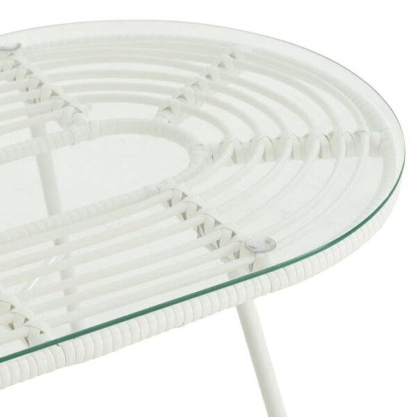 Tafel Laag Ovaal Buiten Metaal/Glas Wit - Outdoor tafel - J-Line - livinglovely.nl