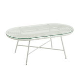 Tafel Laag Ovaal Buiten Metaal/Glas Wit - Outdoor tafel - J-Line - livinglovely.nl