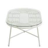 Tafel Laag Ovaal Buiten Metaal/Glas Wit - Outdoor tafel - J-Line - livinglovely.nl