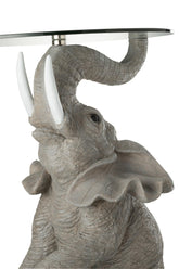Tafel Olifant Poly/Glas Grijs - Bijzettafel - J-Line - livinglovely.nl