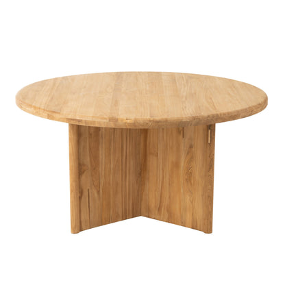 Tafel Rond Teak Hout Naturel Dia 150cmx75cm J-Line - Eetkamertafel - J-Line - livinglovely.nl