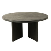 Tafel Rond Teak Hout Zwart Dia 150cmH75cm - Eetkamertafel - J-Line - livinglovely.nl