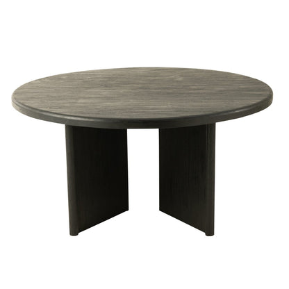 Tafel Rond Teak Hout Zwart Dia 150cmH75cm - Eetkamertafel - J-Line - livinglovely.nl