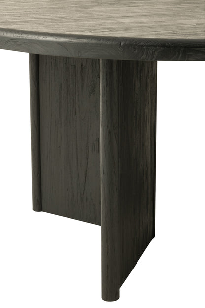 Tafel Rond Teak Hout Zwart Dia 150cmH75cm - Eetkamertafel - J-Line - livinglovely.nl