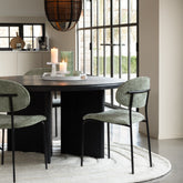 Tafel Rond Teak Hout Zwart Dia 150cmH75cm - Eetkamertafel - J-Line - livinglovely.nl