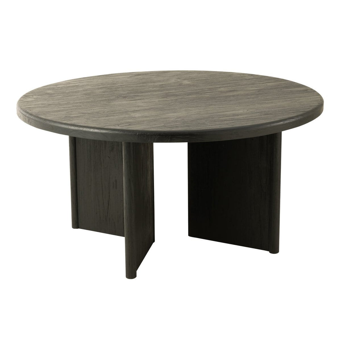 Tafel Rond Teak Hout Zwart Dia 150cmH75cm - Eetkamertafel - J-Line - livinglovely.nl