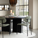 Tafel Rond Teak Hout Zwart Dia 150cmH75cm - Eetkamertafel - J-Line - livinglovely.nl