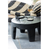 Tafel Rond Teak Hout Zwart Set van 2
