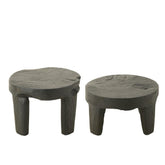 Tafel Rond Teak Hout Zwart Set van 2