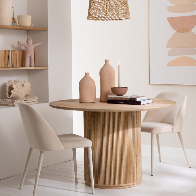 Tafel Vincent Mangohout Naturel Large Ø120cm J-Line - Eetkamertafel - J-Line - livinglovely.nl