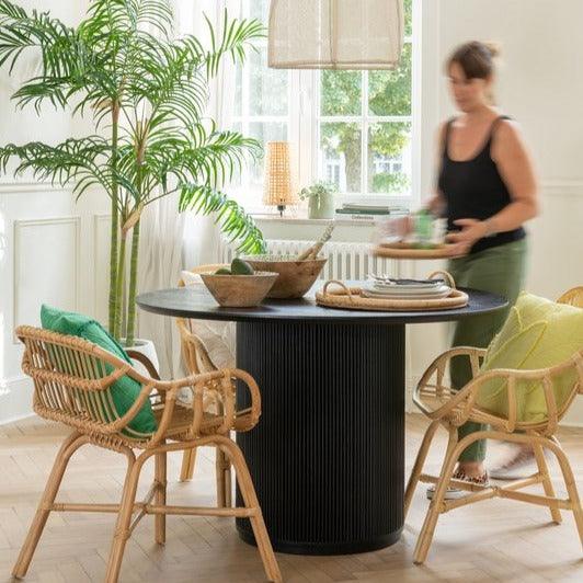 Tafel Vincent Mangohout Zwart Large - Eetkamertafel - J-Line - livinglovely.nl