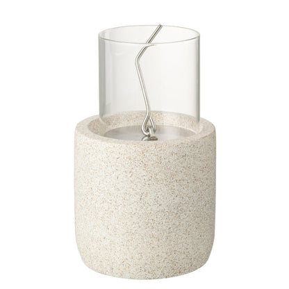 Tafelhaard Bio-Ethanol Rond Grijs Ø13x22.5cm - Tafelhaard - J-Line - livinglovely.nl