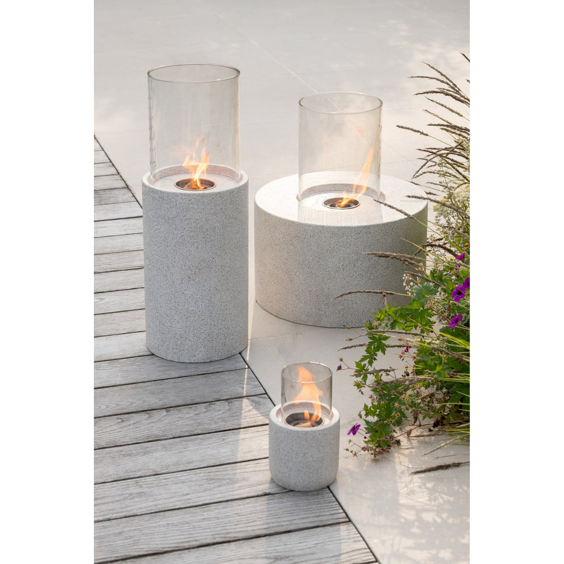 Tafelhaard Bio-Ethanol Rond Grijs Ø23x65cm