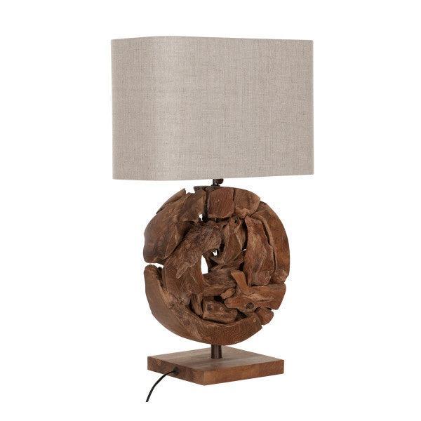 Detail van het teakwortelhout van de Tafellamp All Around The World van MUST Living