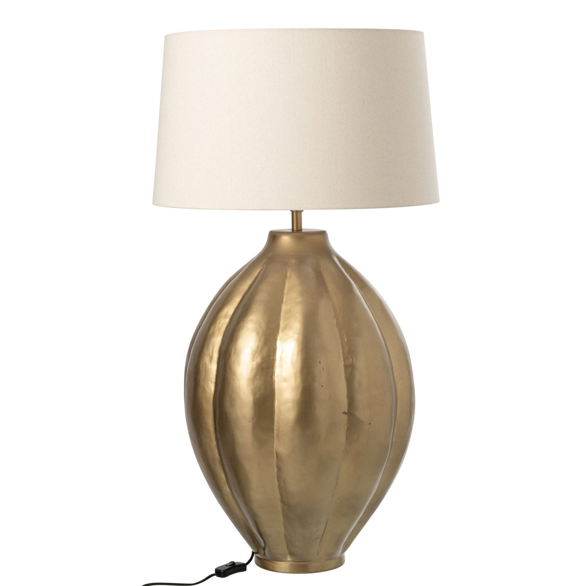 Tafellamp Geribbeld Aluminium Goud van J-Line, gouden tafellamp van geribbeld aluminium